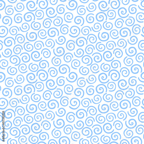Seamless cute handmade pattern with blue helixes.