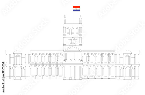 Palace of Lopez with Paraguayan flag, Asuncion, Paraguay