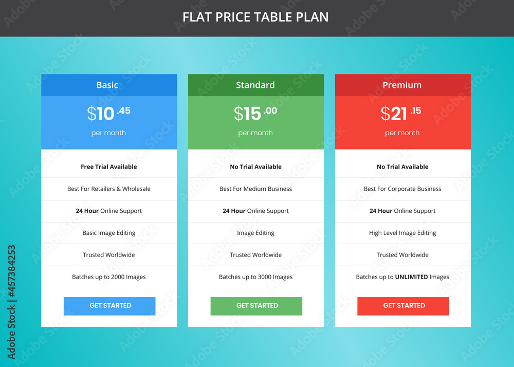 Flat Modern and Clean Price Table