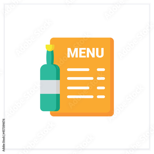 Bar menu flat icon. Brochure, flyer, list. Alcohol, restaurant, night club, bar menu. Cocktail party and drinking establishment concept. 3d vector illustration