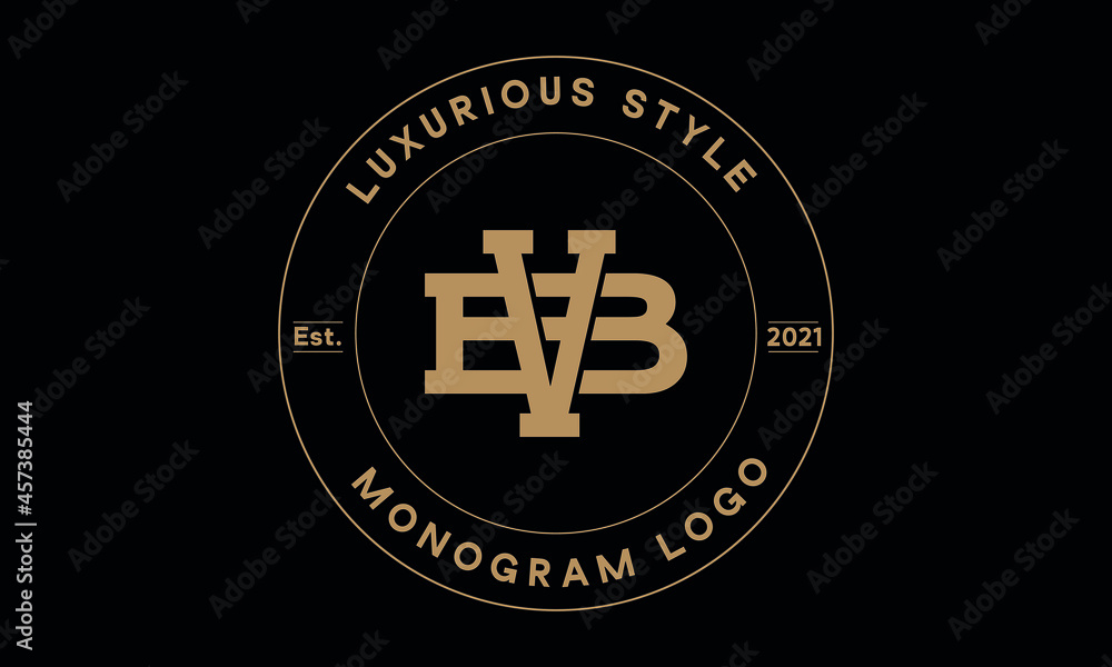vb or bv monogram abstract emblem vector logo template