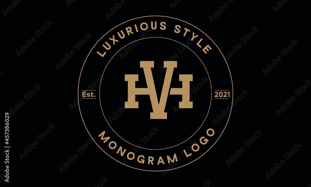 vh or hv monogram abstract emblem vector logo template