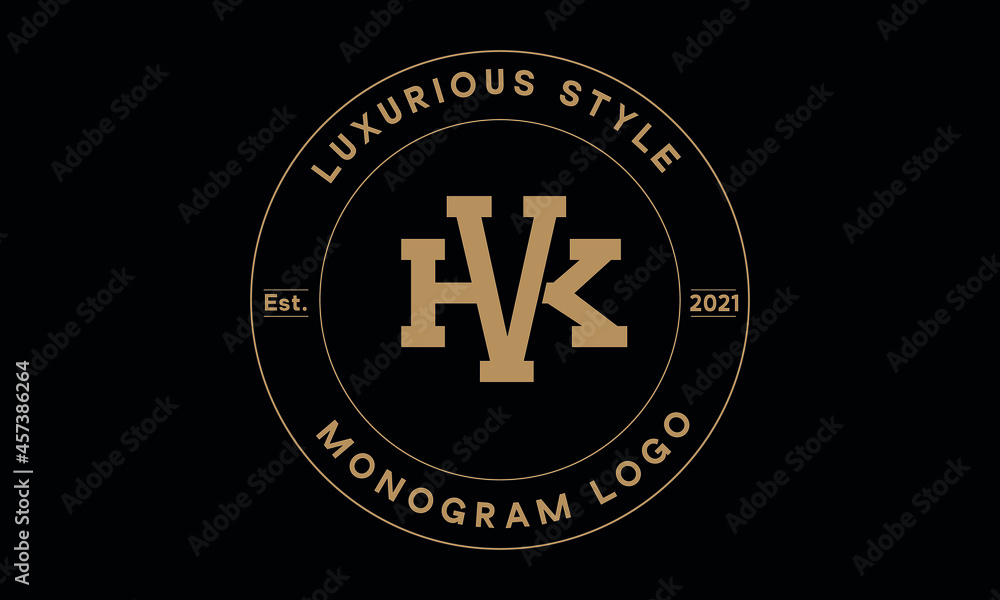 vk or kv monogram abstract emblem vector logo template