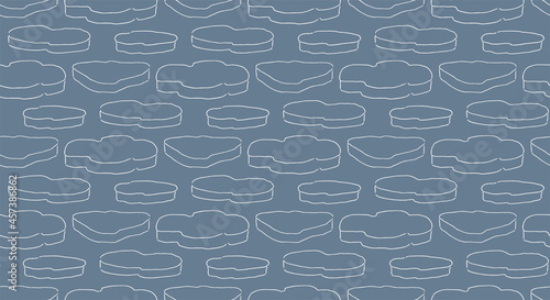 Drifting ice floes simple winter seamless pattern, white on blue background. Hand drawn vector illustration. Line drawing. Design concept for kids textile, fashion print, wallpaper, packaging.