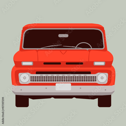 red vintage car, vector illustration, flat style, front © wectorcolor