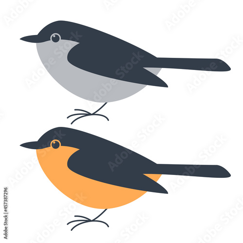 flycatcher  bird, flat style, vector illustration, side