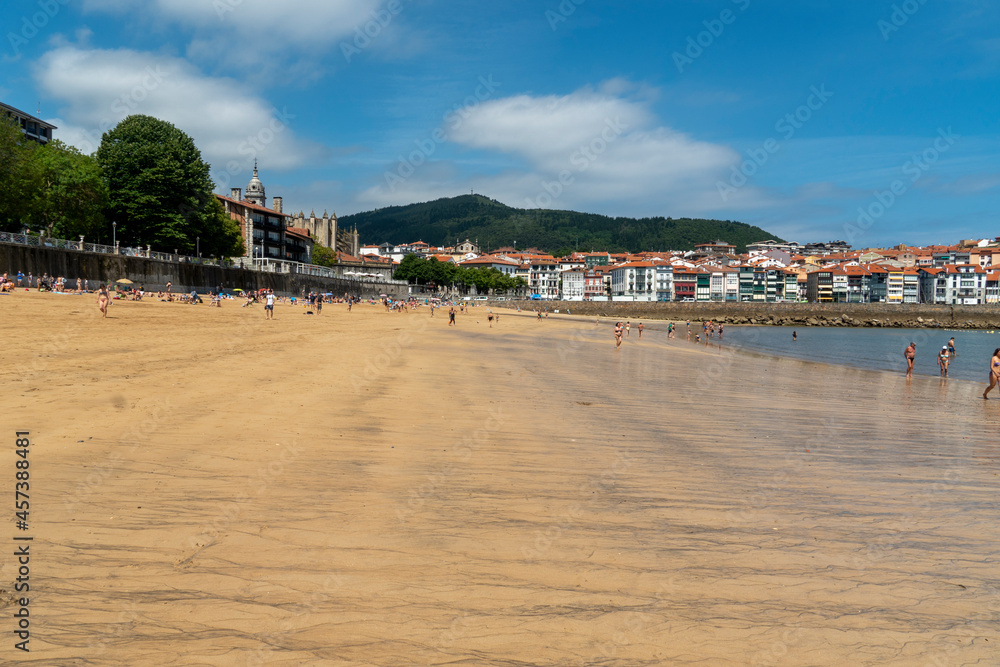 Lekeitio with San Nicolas Island  Basque Country Spain on June 2021