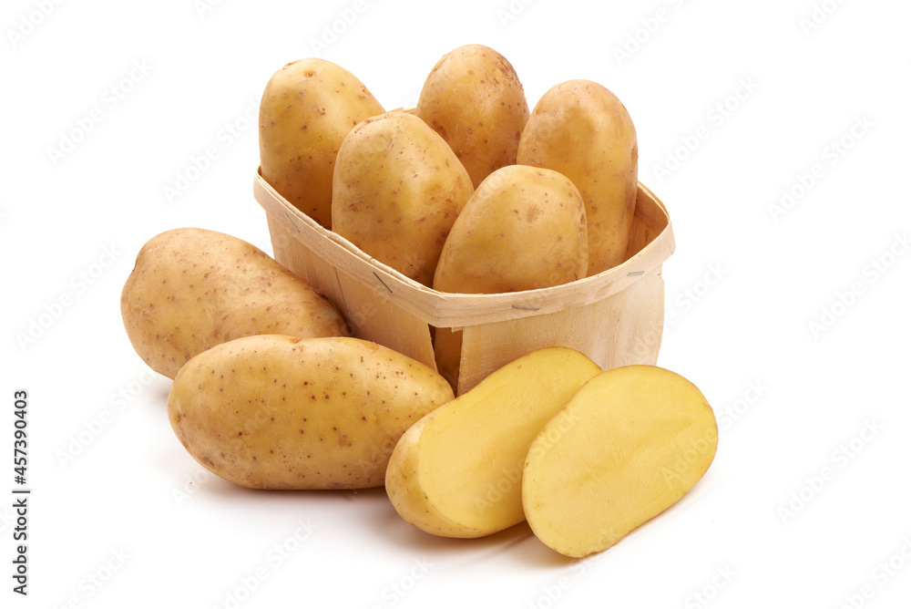 Young Fresh potatoes, organic potato, close-up, isolated on white background. Young Fresh potatoes, organic potato, close-up, isolated on white background.