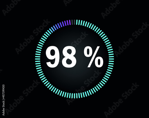 Percent circle diagram showing 98% - indicator with blue to pink gradient