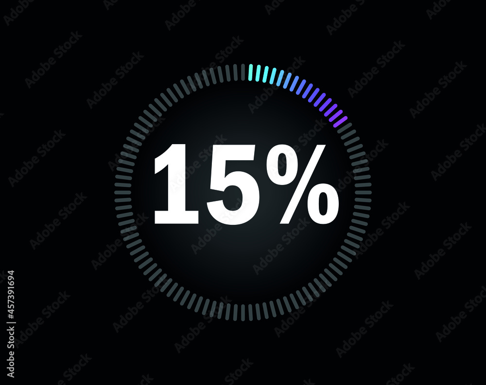 Percent circle diagram showing 15% - indicator with blue to pink gradient