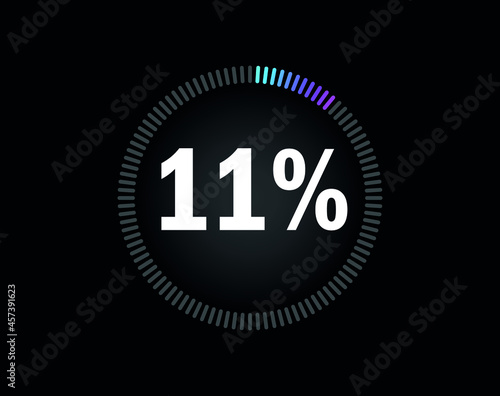 Percent circle diagram showing 11% - indicator with blue to pink gradient
