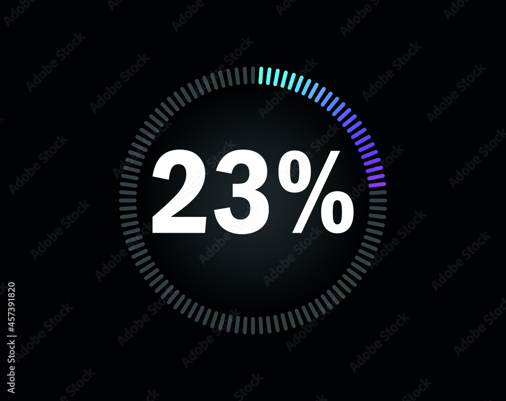 Percent circle diagram showing 23% - indicator with blue to pink gradient