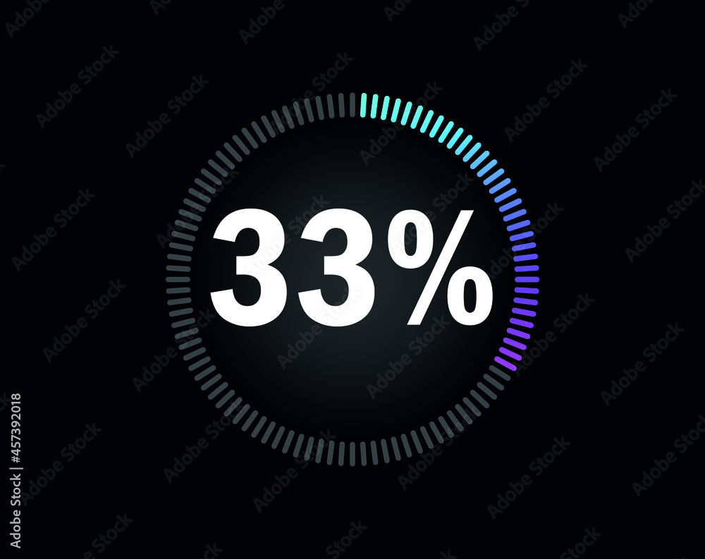 Percent circle diagram showing 33% - indicator with blue to pink gradient Percent circle diagram showing 33% - indicator with blue to pink gradient