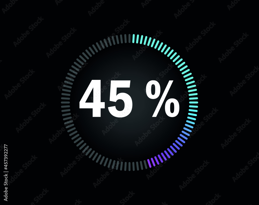 Percent circle diagram showing 45% - indicator with blue to pink gradient
