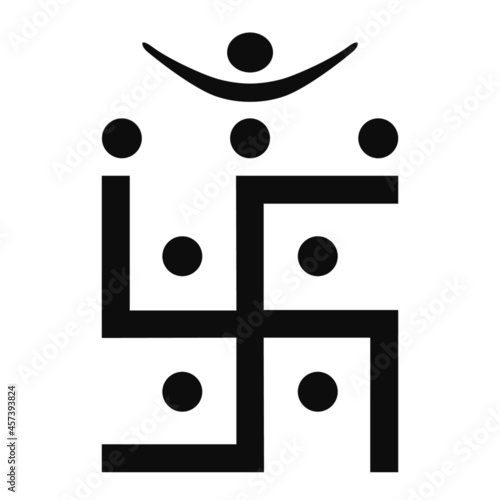 Jain black illustration icon. Jainism religion symbol isolated on white background photo