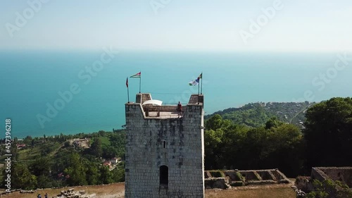 Aerial view of ancient fortress Anakopia in Abkhazia. photo