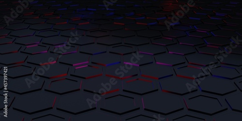 Hexagon Square Background Technology Scene Abstract Background 3D Illustration Premium © nana