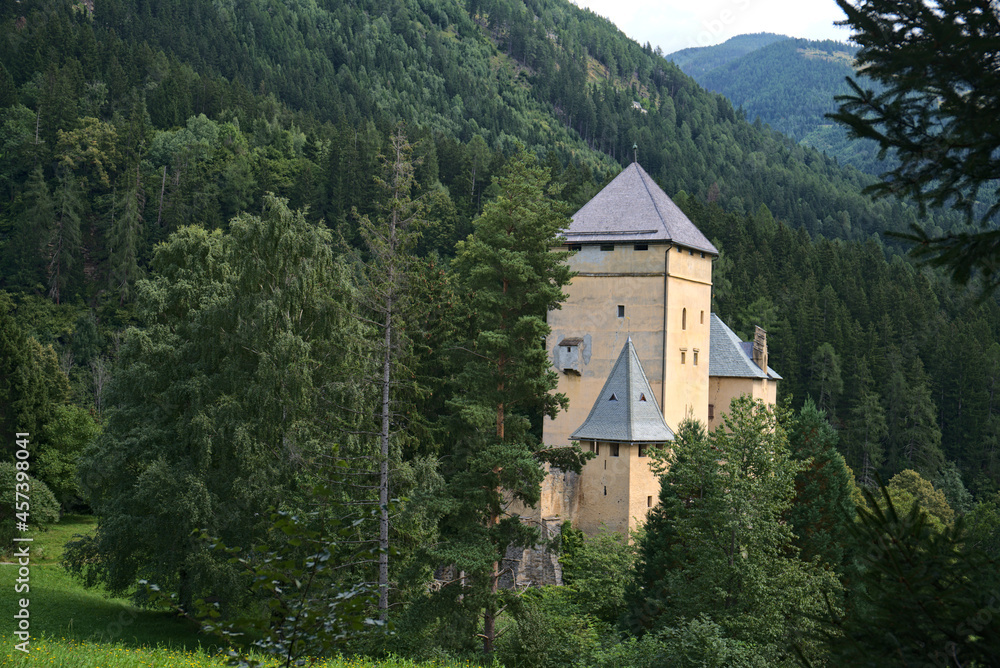 Obervellach, Austria - 29 August 2021: Burg Groppenstein near Groppenschlucht waterfalls Obervellach, Austria - 29 August 2021: Burg Groppenstein near Groppenschlucht waterfalls
