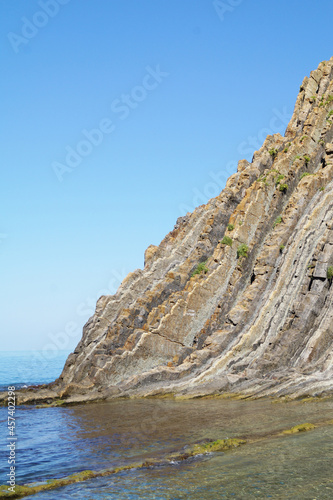 View of the Kiselev rock in Kadosh Park on the Black Sea coast