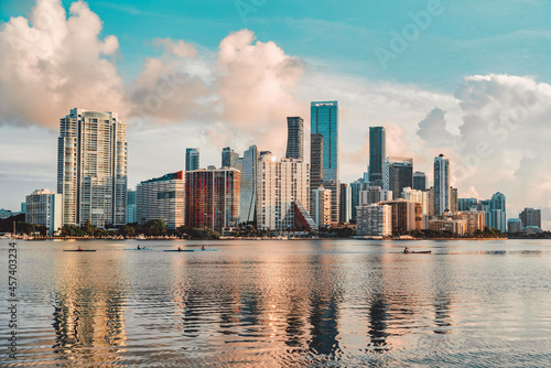 country skyline at sunset Miami Florida usa clouds sky reflections bea © Cavan