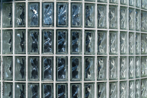 Retro style glass blocks on a curved wall pattern