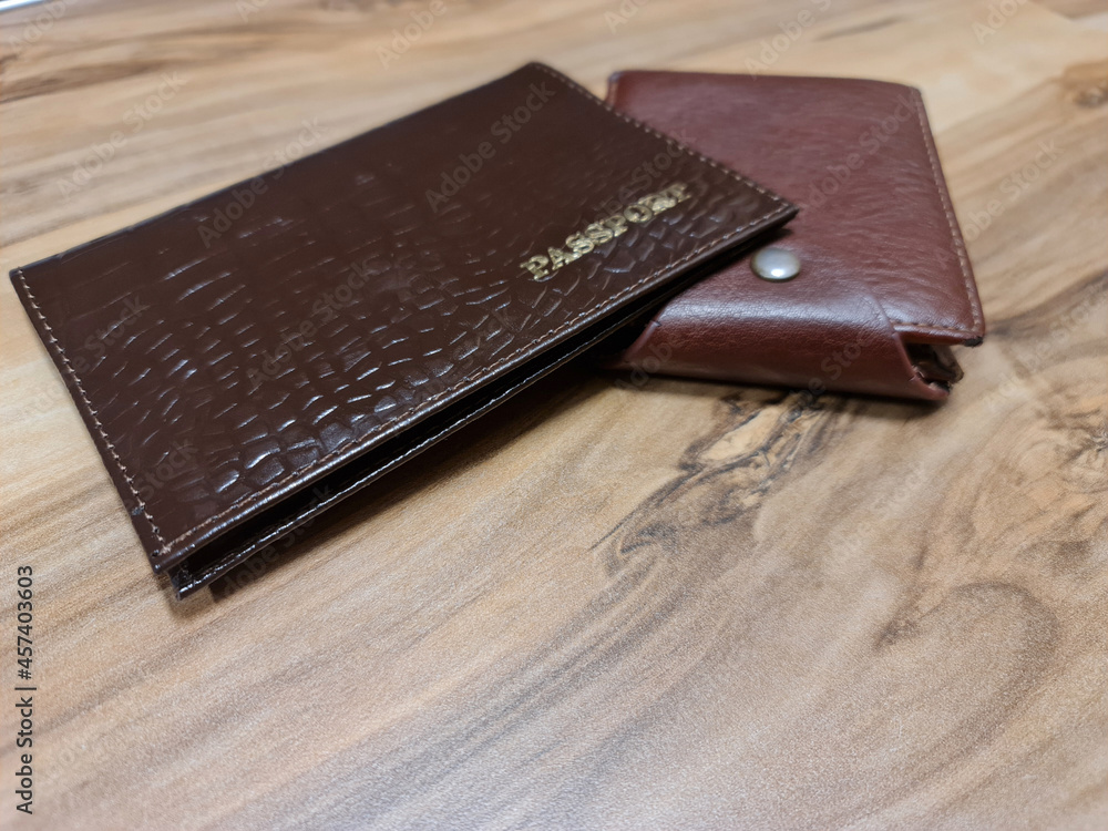 Passport and wallet close-up. Identity document and wallet.