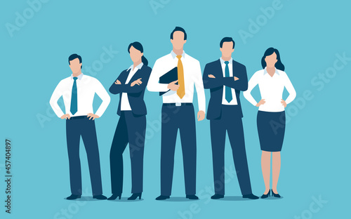Successful leader and his team. Business vector illustration.