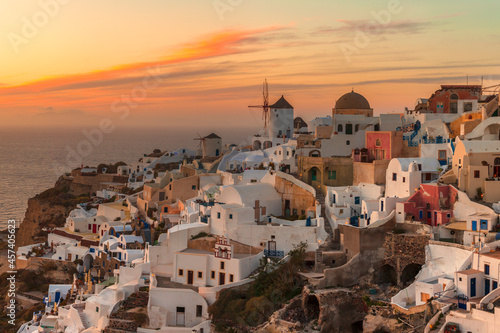 Famous view of Oia town at sunset © Cavan