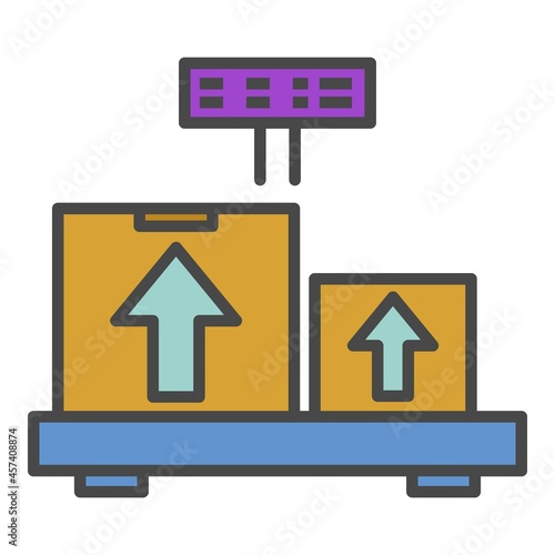 Weighing delivery box icon. Outline weighing delivery box vector icon color flat isolated on white