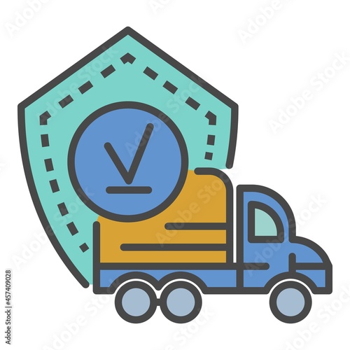 Finish truck delivered icon. Outline finish truck delivered vector icon color flat isolated on white