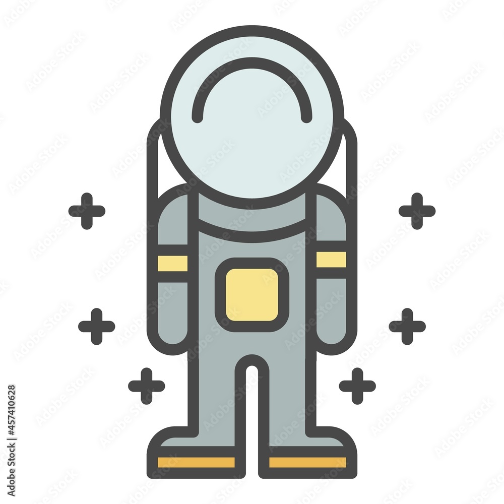 Space man icon. Outline space man vector icon color flat isolated on white Space man icon. Outline space man vector icon color flat isolated on white