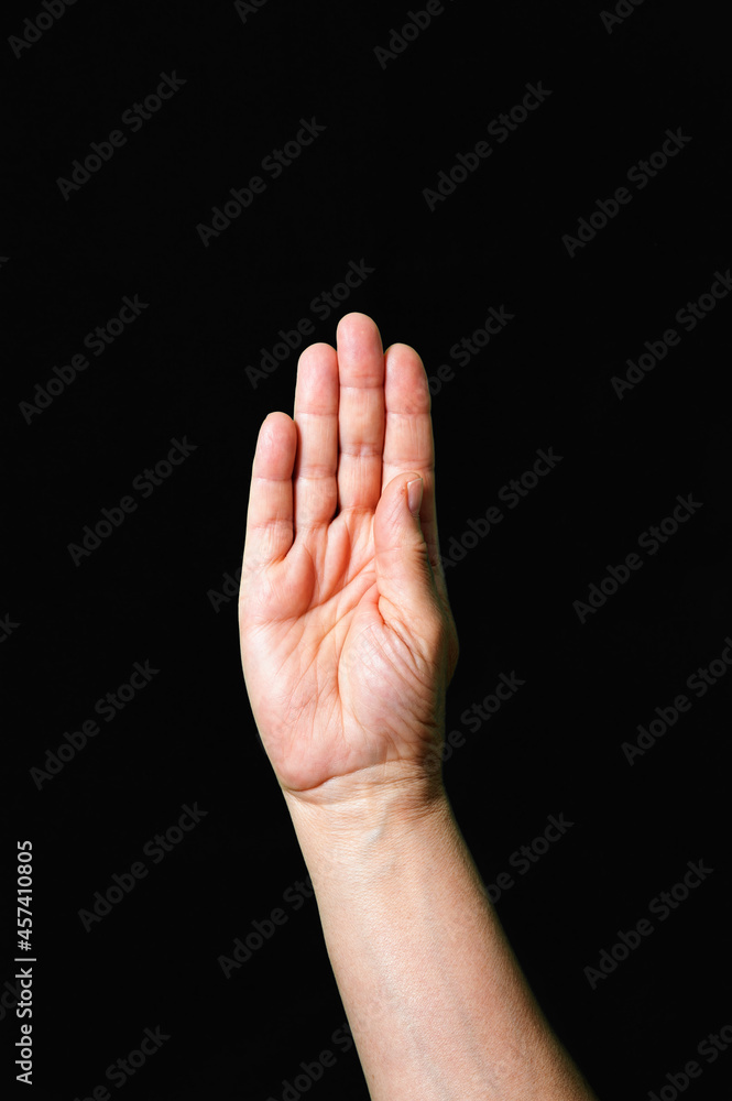 Letter B International sign language dark background Letter B International sign language dark background