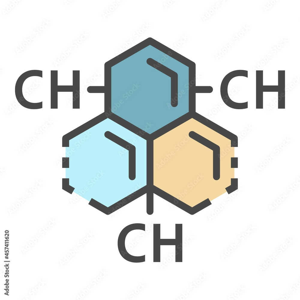 Carbon hydrogen substance icon. Outline carbon hydrogen substance vector icon color flat isolated on white