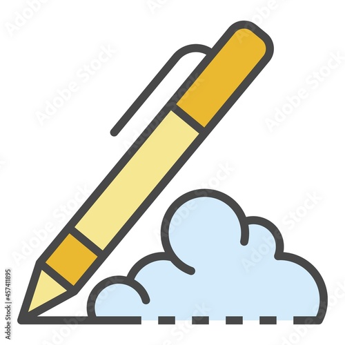 Writing pen icon. Outline writing pen vector icon color flat isolated on white