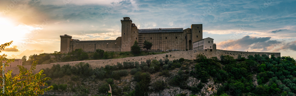  Castel Morgnano, interior and panoramic view of the castle in the historic center of Spoleto