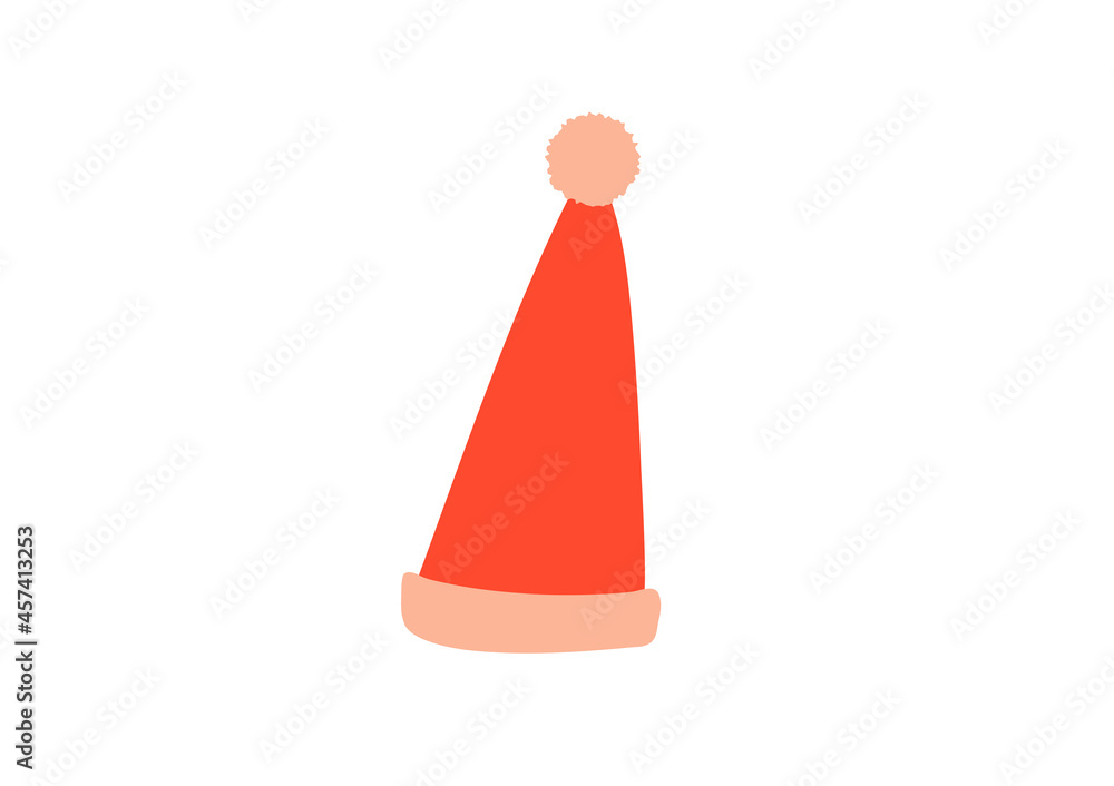 Vector winter warm Santa Claus hat with pompom, suitable for Christmas decorations, seasonal clothing Vector winter warm Santa Claus hat with pompom, suitable for Christmas decorations, seasonal clothing
