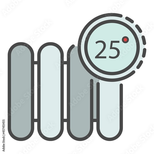 Smart control temperature radiator icon. Outline smart control temperature radiator vector icon color flat isolated on white