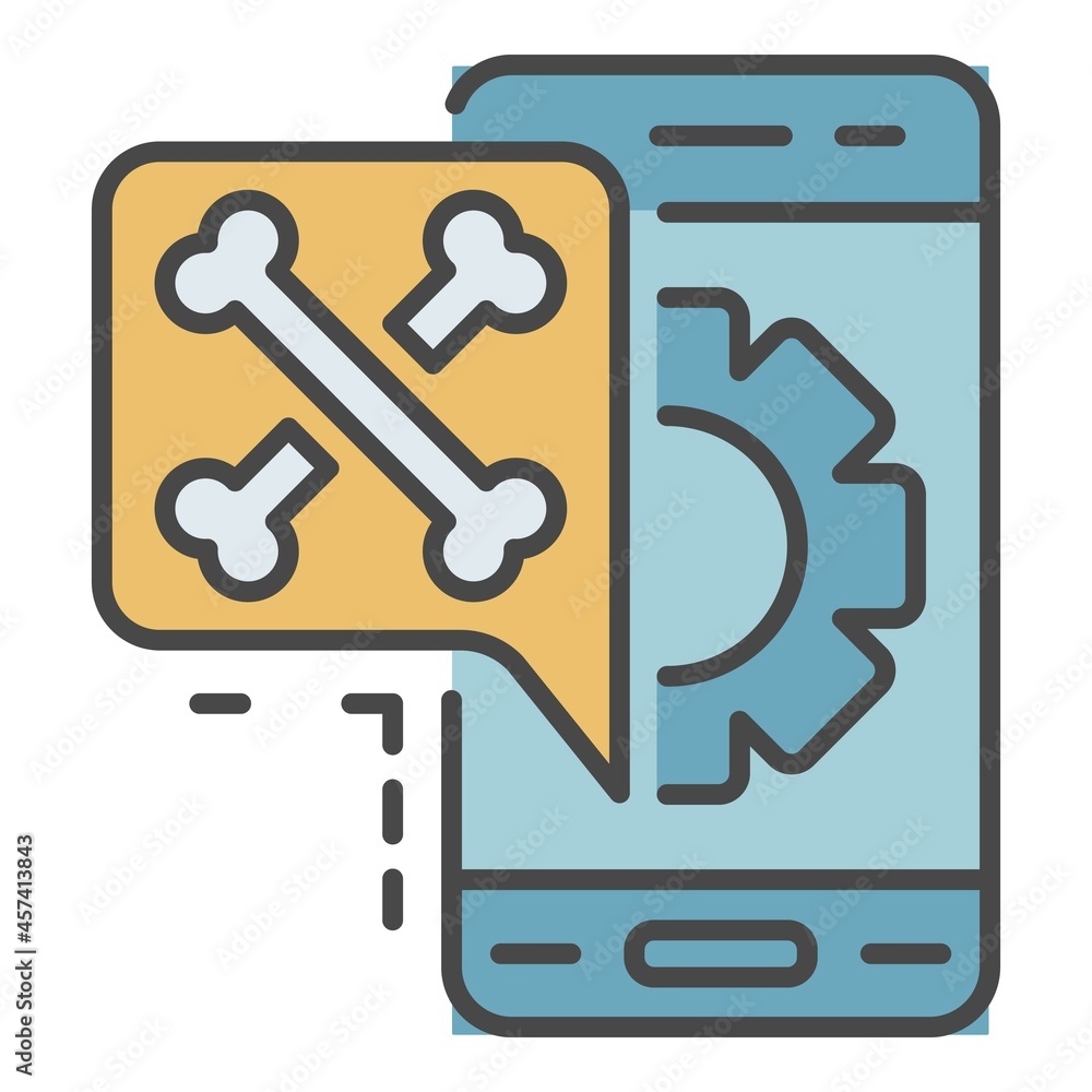 Virus smartphone icon. Outline virus smartphone vector icon color flat isolated on white Virus smartphone icon. Outline virus smartphone vector icon color flat isolated on white