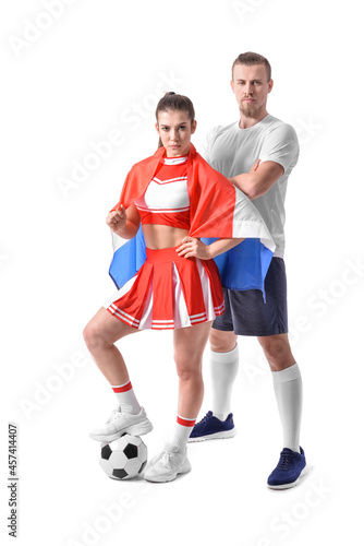 Cheerleader and football pl...