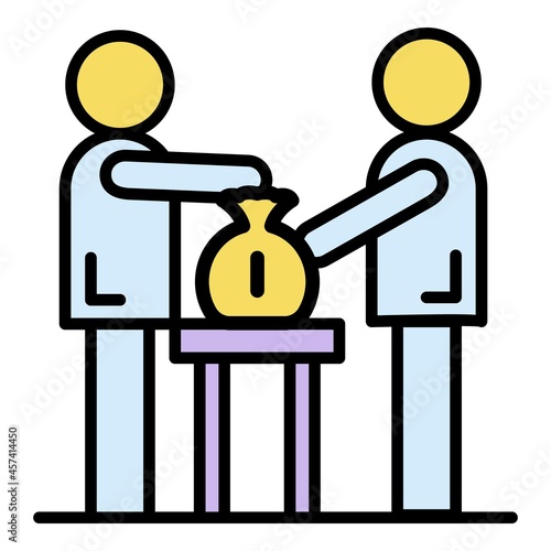 Corruption business icon. Outline corruption business vector icon color flat isolated on white