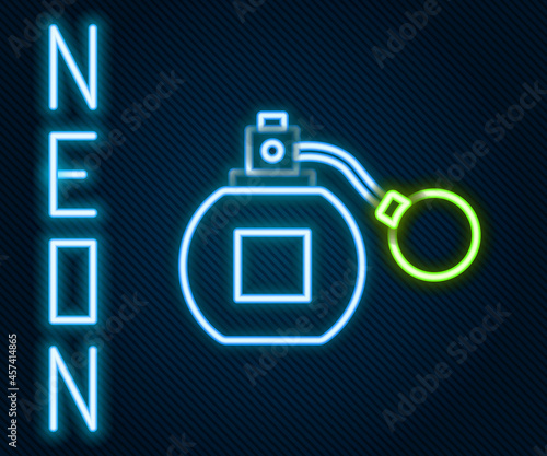 Glowing neon line Perfume icon isolated on black background. Colorful outline concept. Vector
