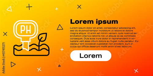 Line Soil ph testing icon isolated on yellow background. PH earth test. Colorful outline concept. Vector