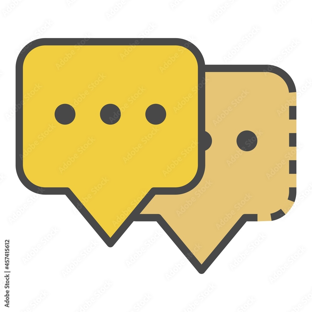 Fototapeta premium Double chat bubble icon. Outline double chat bubble vector icon color flat isolated on white