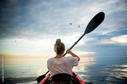 Female kayaking at Smith Island in Maryland.