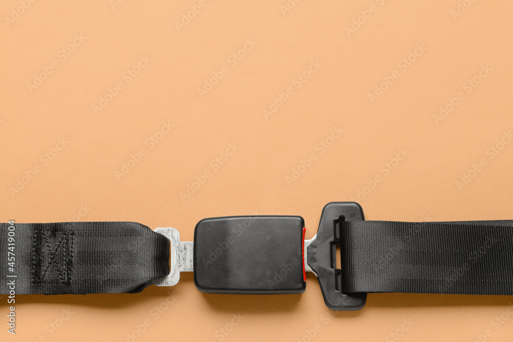 Car seat belt on color background Car seat belt on color background