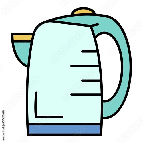 Transparent kettle icon. Outline transparent kettle vector icon color flat isolated on white