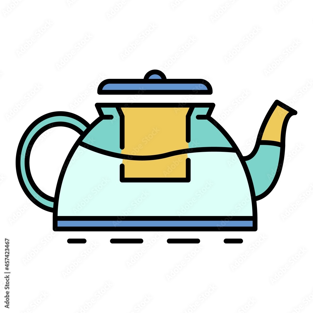 Obraz premium New teapot icon. Outline new teapot vector icon color flat isolated on white