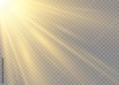Fotografie, Obraz Yellow glowing light sun rays, star burst, spotlight.