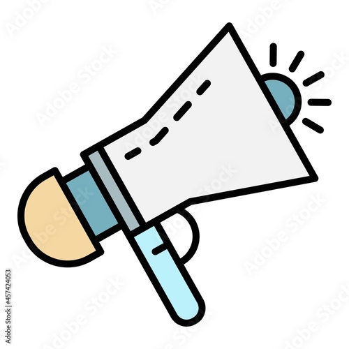 Siren megaphone icon. Outline siren megaphone vector icon color flat isolated on white