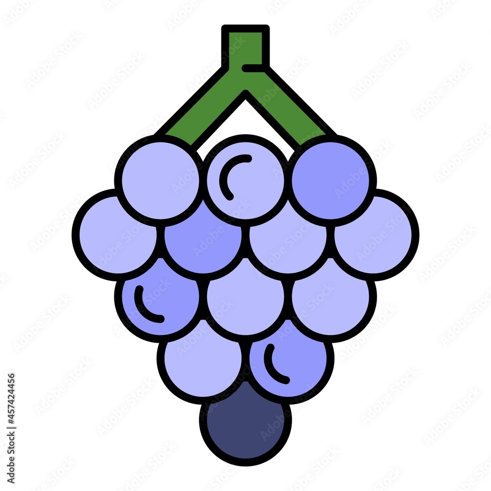 Raw grape icon. Outline raw grape vector icon color flat isolated on white Raw grape icon. Outline raw grape vector icon color flat isolated on white